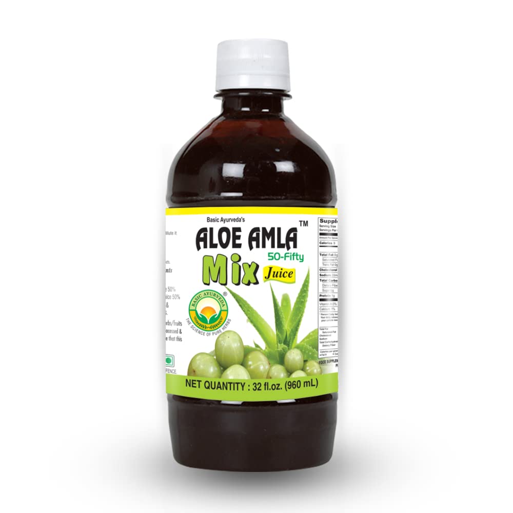 Natural Herbal Wellness: Aloe Amla 50-Fifty Juice, 32.46 Fl Oz - Immune System Support, No Sugar