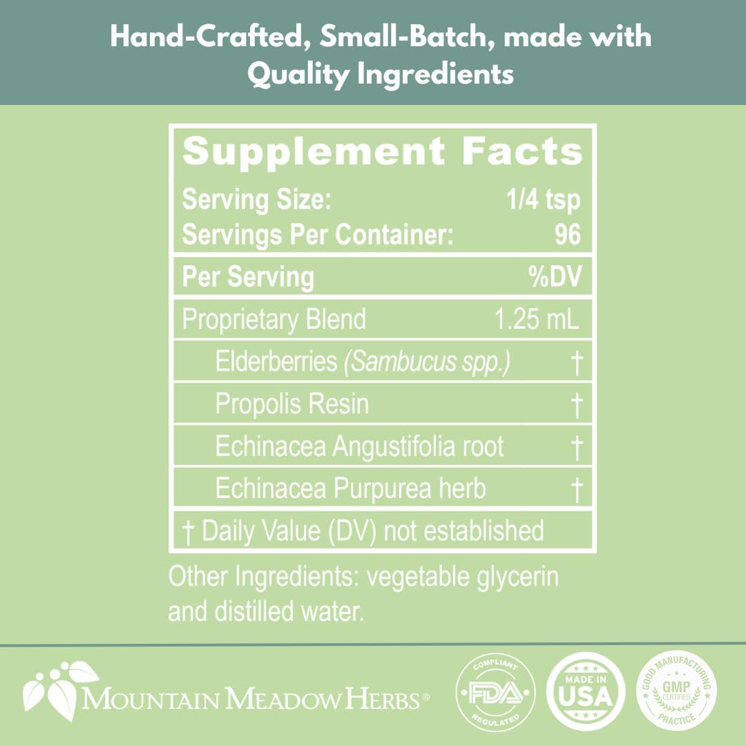 Natural Immune Support Extract with Elderberry and Echinacea for The Whole Family - 4 oz Tincture