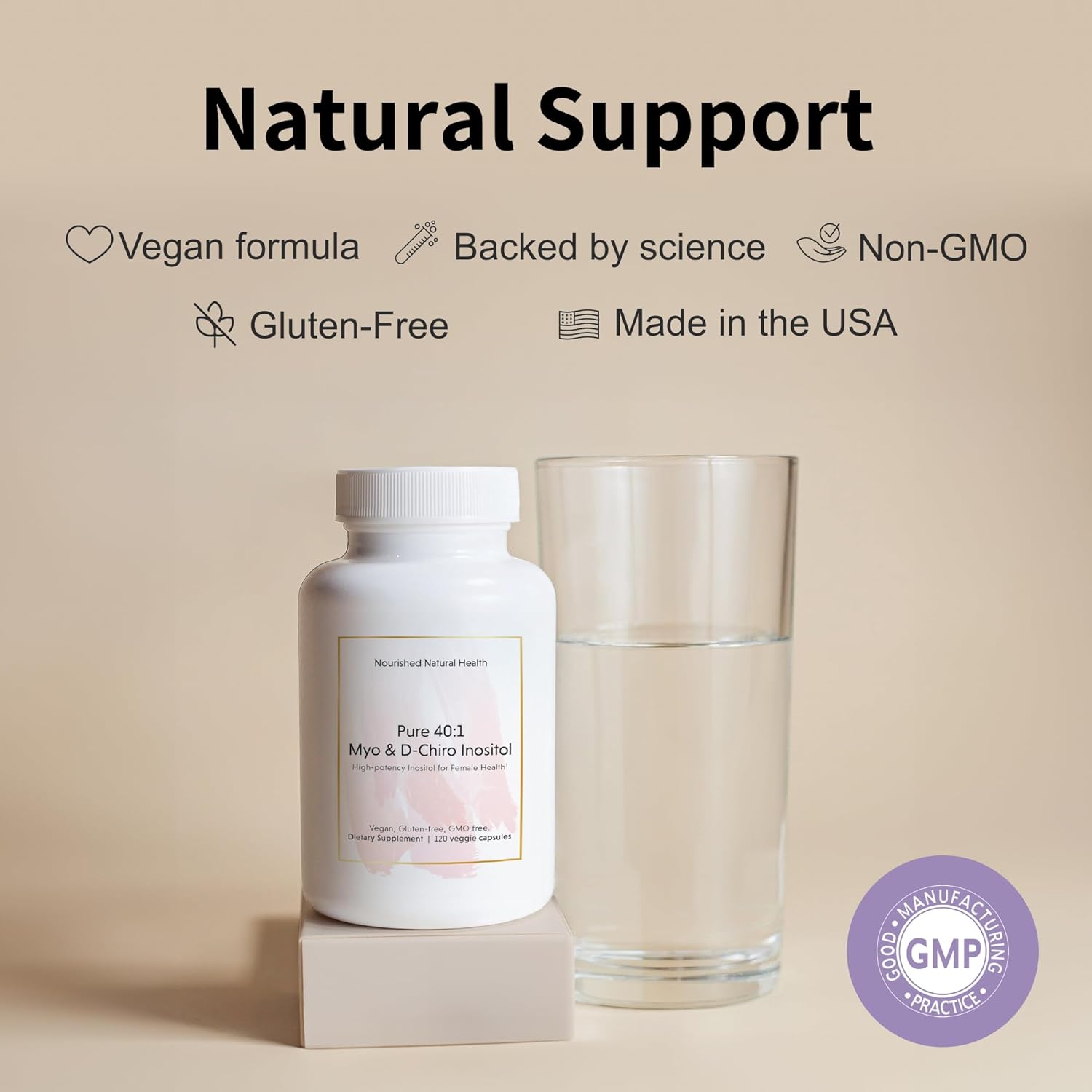 Natural Inositol Supplement 40:1 Ratio for Women - Supports Fertility, Skin Health, Menstrual Cycle - 360 Capsules