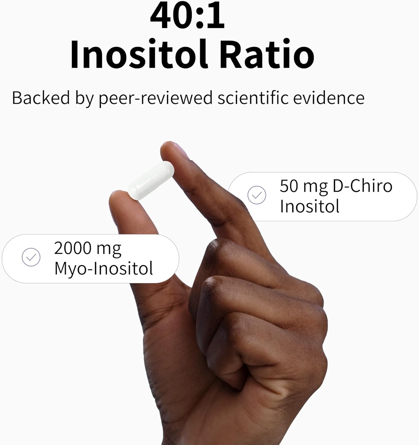 Natural Inositol Supplement 40:1 Ratio for Women - Supports Fertility, Skin Health, Menstrual Cycle - 360 Capsules