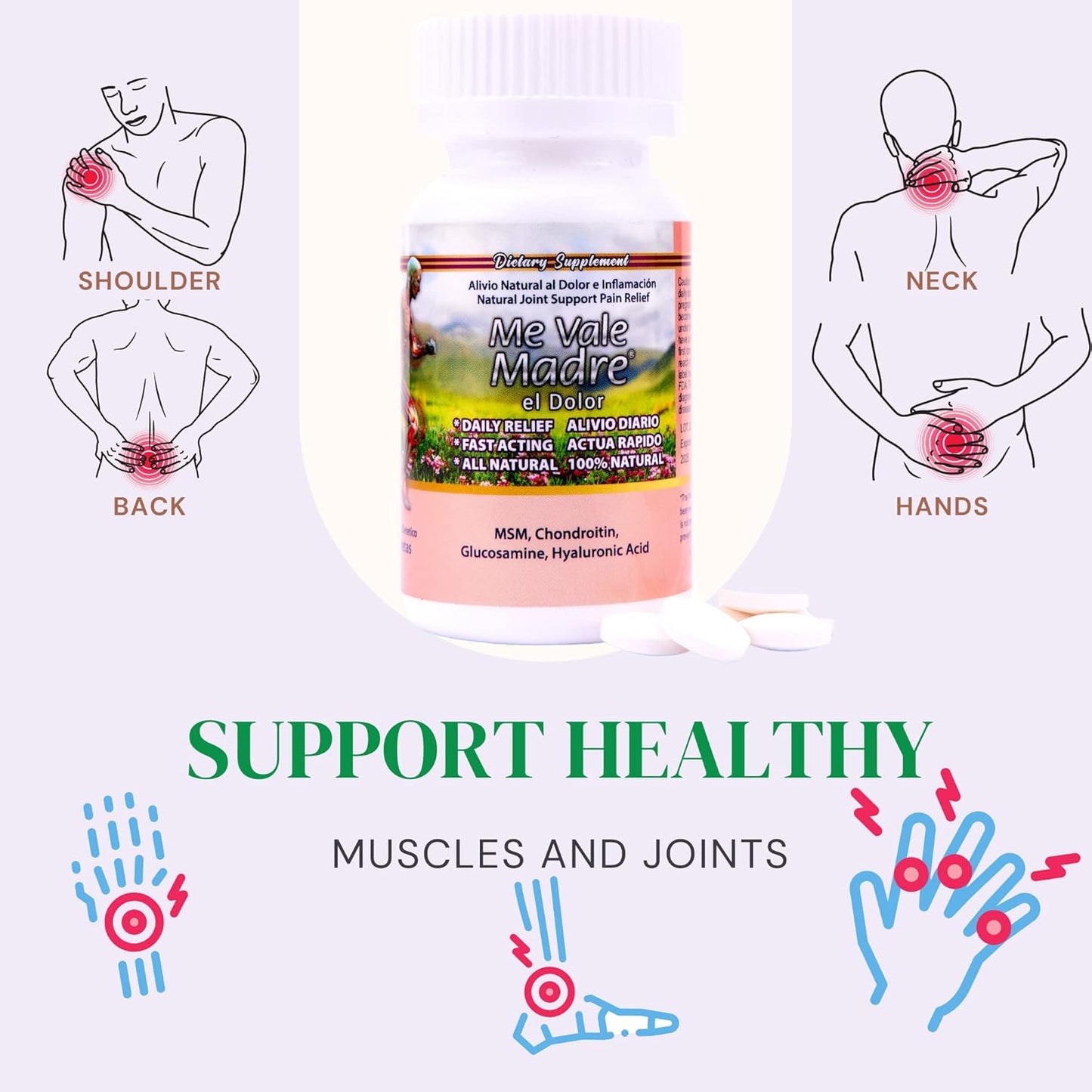 Natural Joint & Muscle Wellness Supplement with Hyaluronic Acid, Glucosamine, MSM, Chondroitin, and Collagen - 60 Capsules