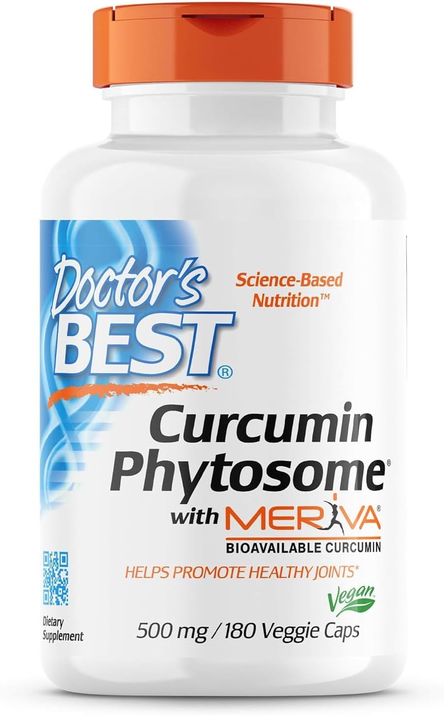 Natural Joint Support Supplement - Doctor's Best Curcumin Phytosome with Meriva, 500 mg 180 Veggie Caps, Non-GMO, Vegan, Gluten & Soy Free