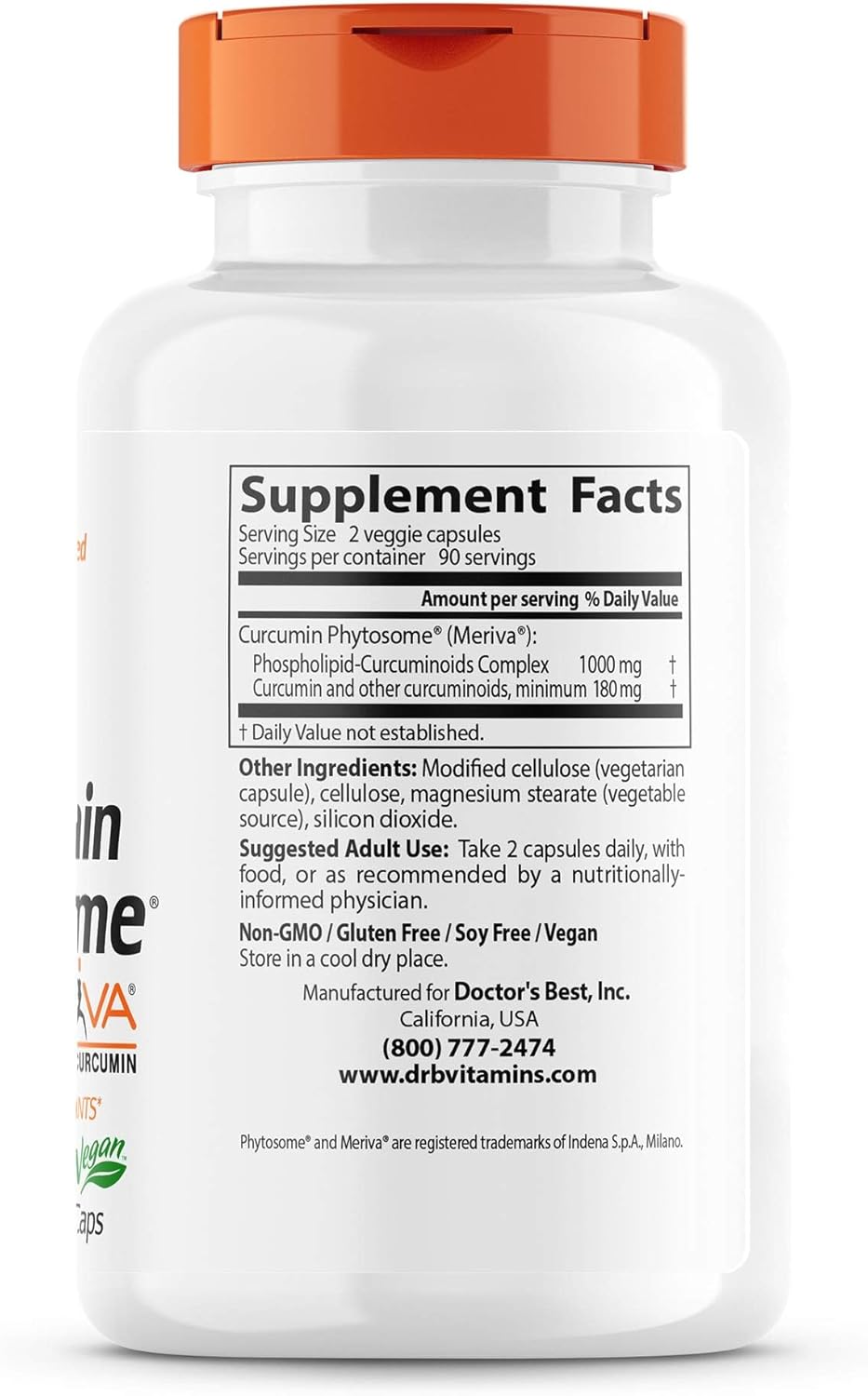 Natural Joint Support Supplement - Doctor's Best Curcumin Phytosome with Meriva, 500 mg 180 Veggie Caps, Non-GMO, Vegan, Gluten & Soy Free