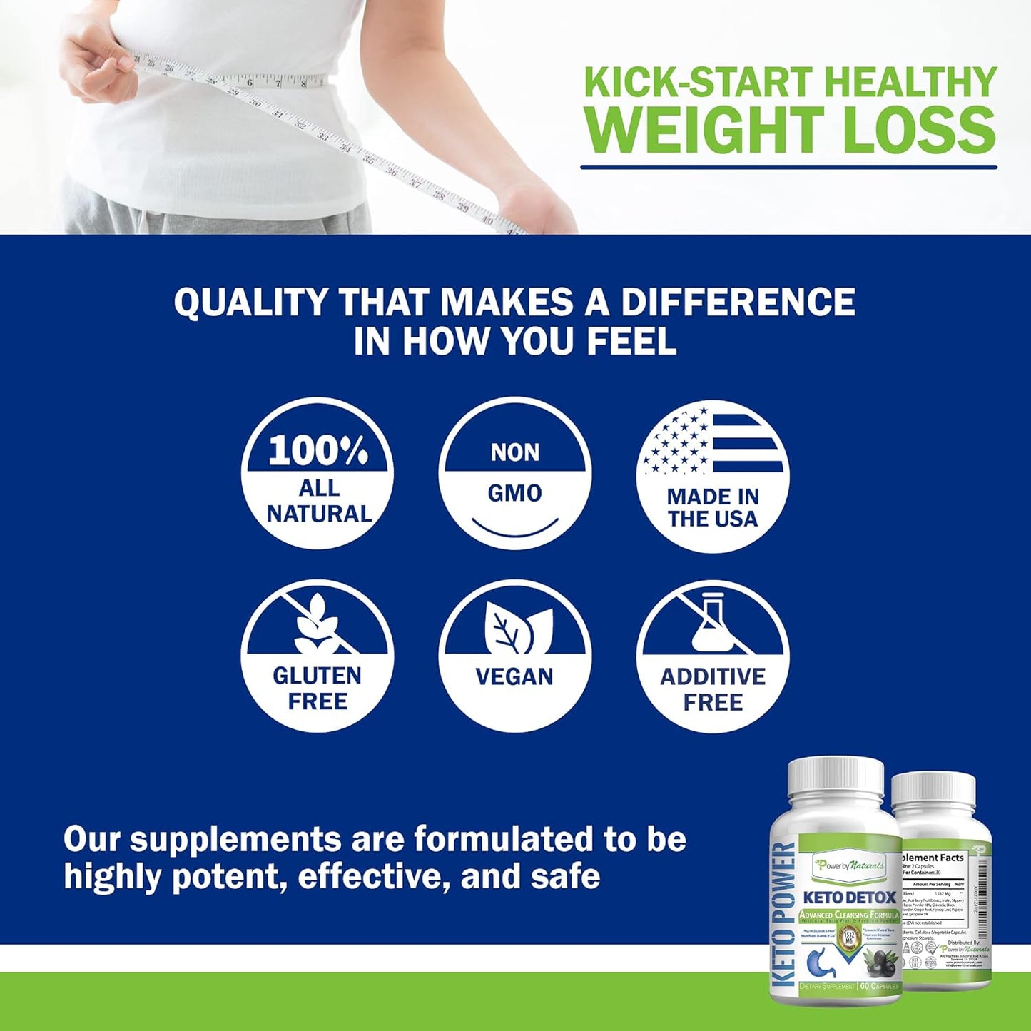 Natural Keto Detox & Support Capsules - Herbal Blend for Energy & Digestive Balance - 60 Count