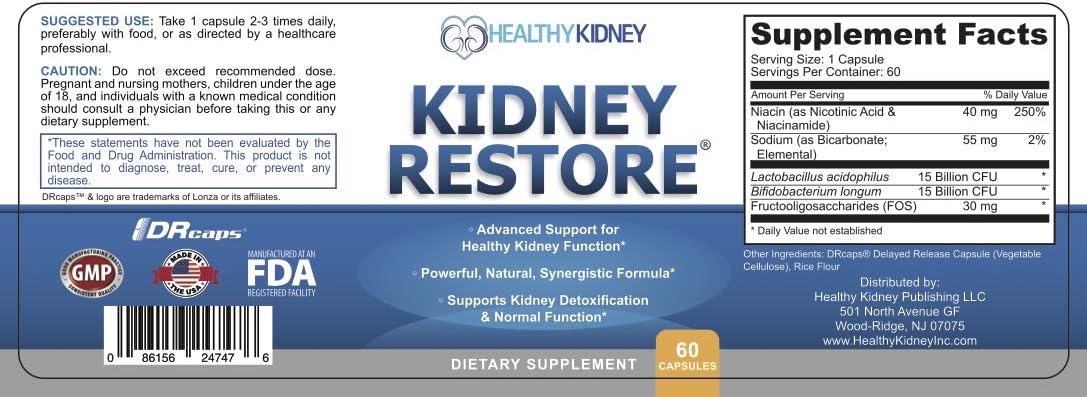 Natural Kidney Stone Dissolver Capsules - Kidney Stone Support & Cleanser, 60 Servings + Cleanse Supplement for Healthy Kidney Function, 60 caps