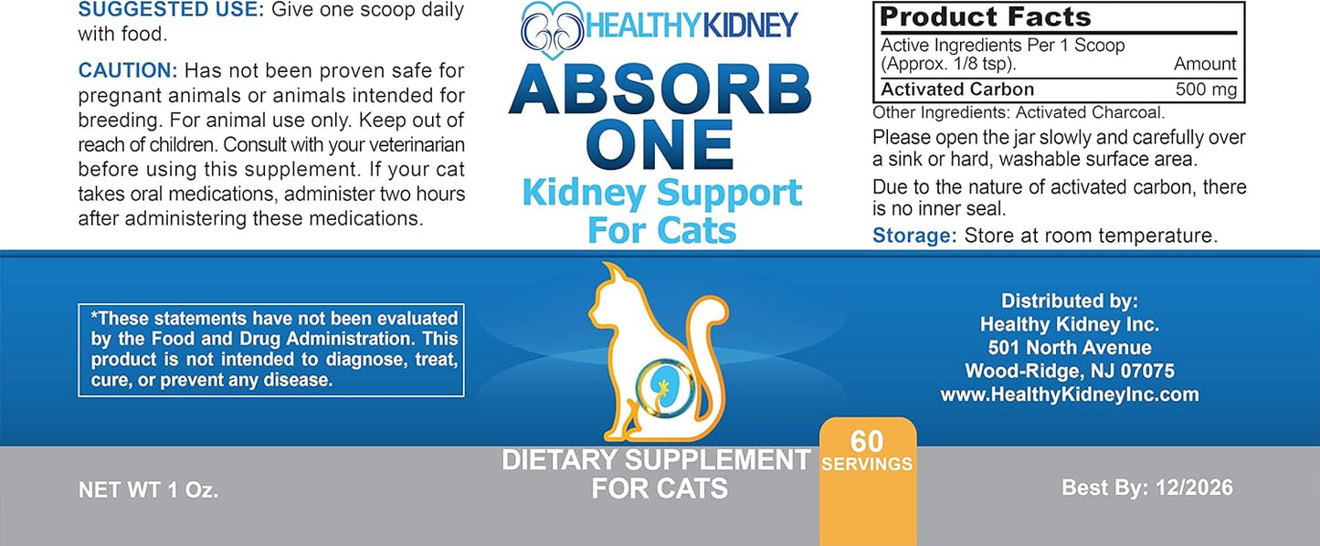 Natural Kidney Support Supplement for Cats - Vet-Formulated Feline Kidney Cleanse for Normal Kidney Function. Compatible with Any Cat Diet. 60 Servings of 1/8 TSP per Day.