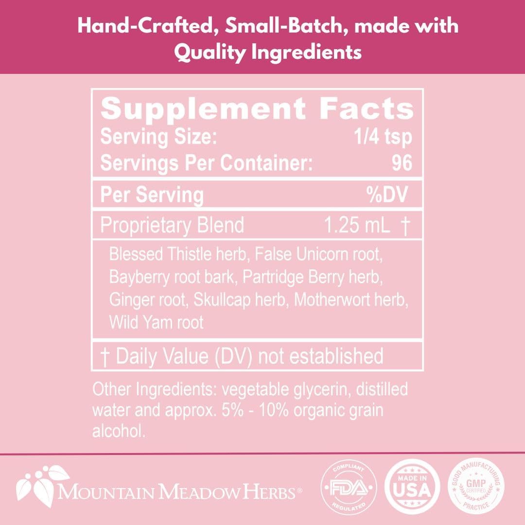 Natural Labor Preparation: Mountain Meadow Herbs Gentle Birth 4oz Liquid Herbal Extract - Support for Childbirth Without Blue Cohosh