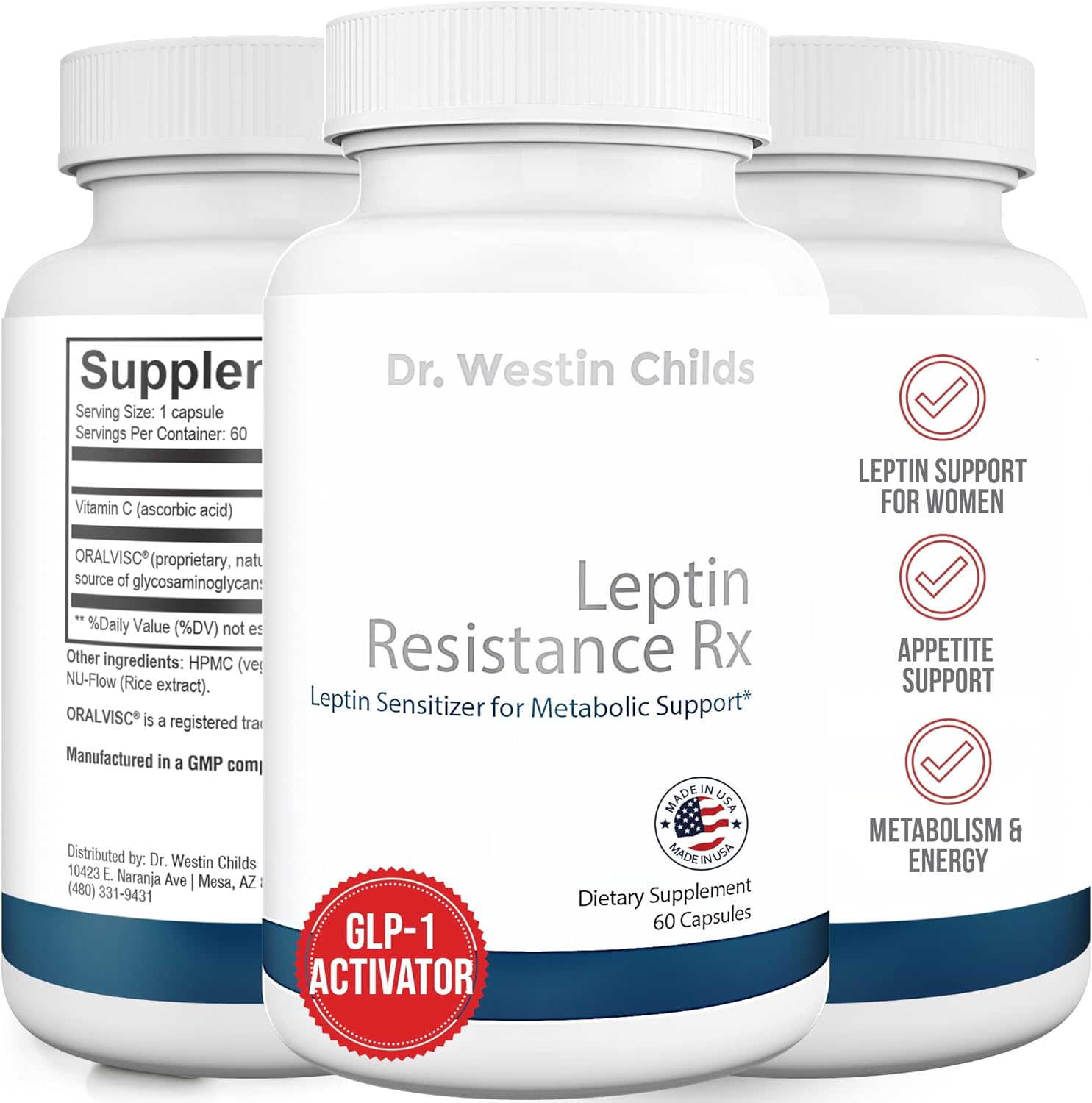 Natural Leptin Sensitizer Support Supplement for Women - Boost Thyroid & Metabolic Health with Glycosaminoglycans & Vitamin C - 60 ct