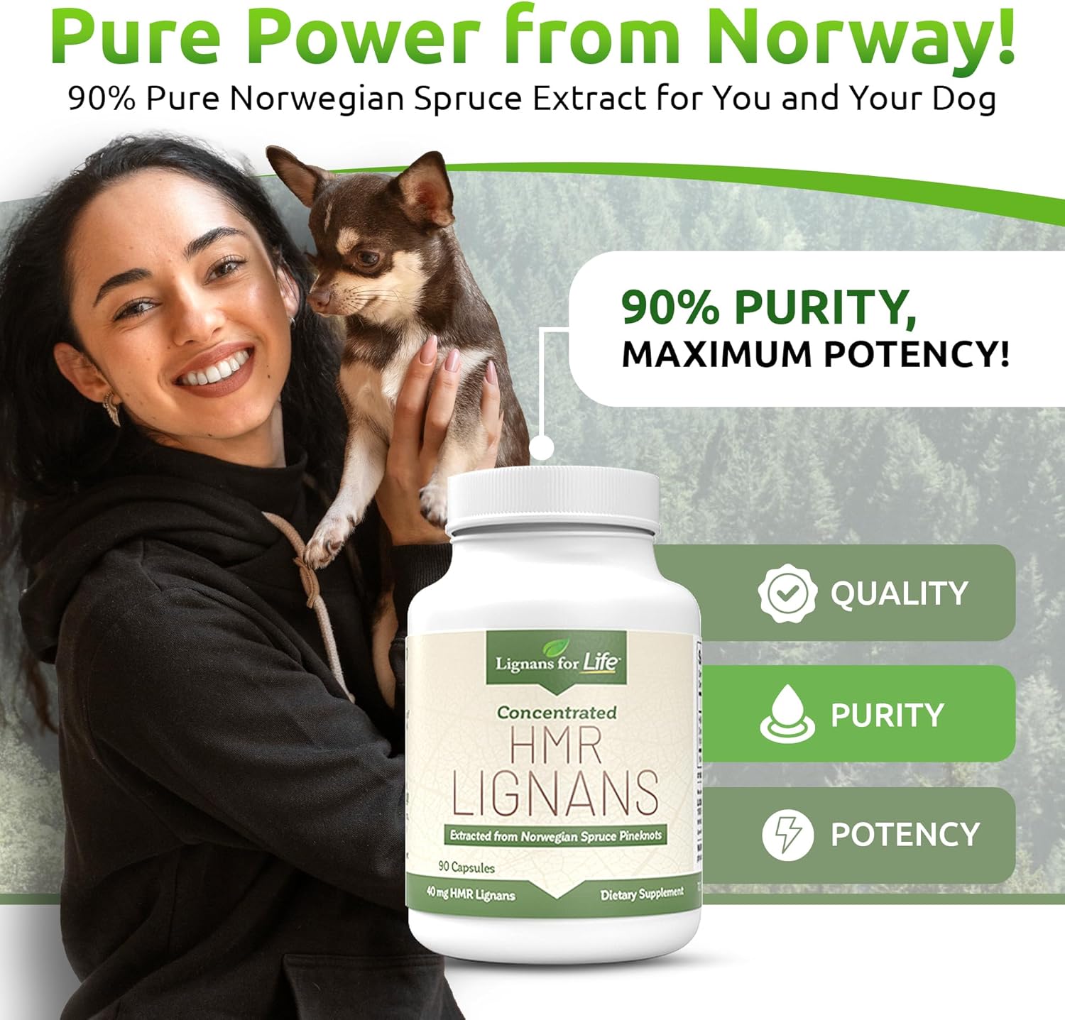 Natural Lignans Supplement for Dogs - Promotes Pet Wellness with 40mg Vitamin Capsules - 90 Count Bottle