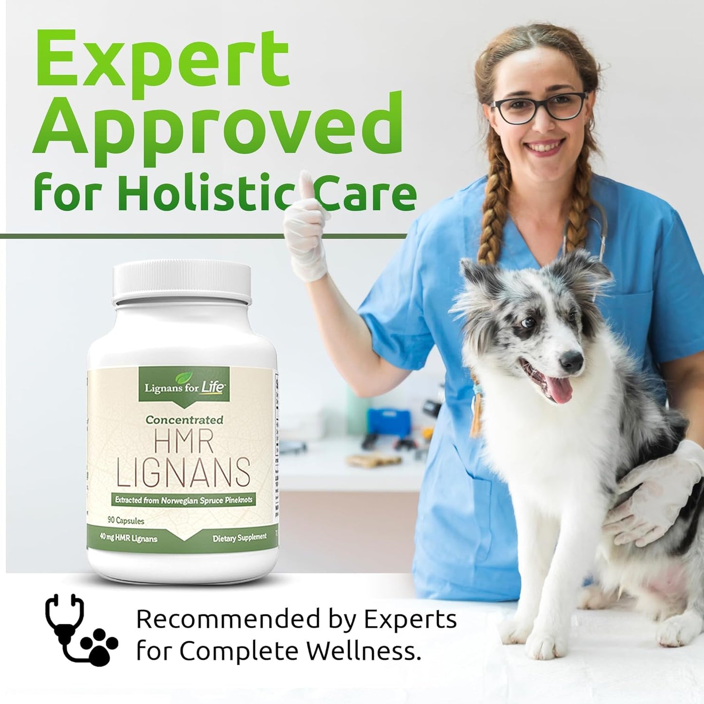 Natural Lignans Supplement for Dogs - Promotes Pet Wellness with 40mg Vitamin Capsules - 90 Count Bottle