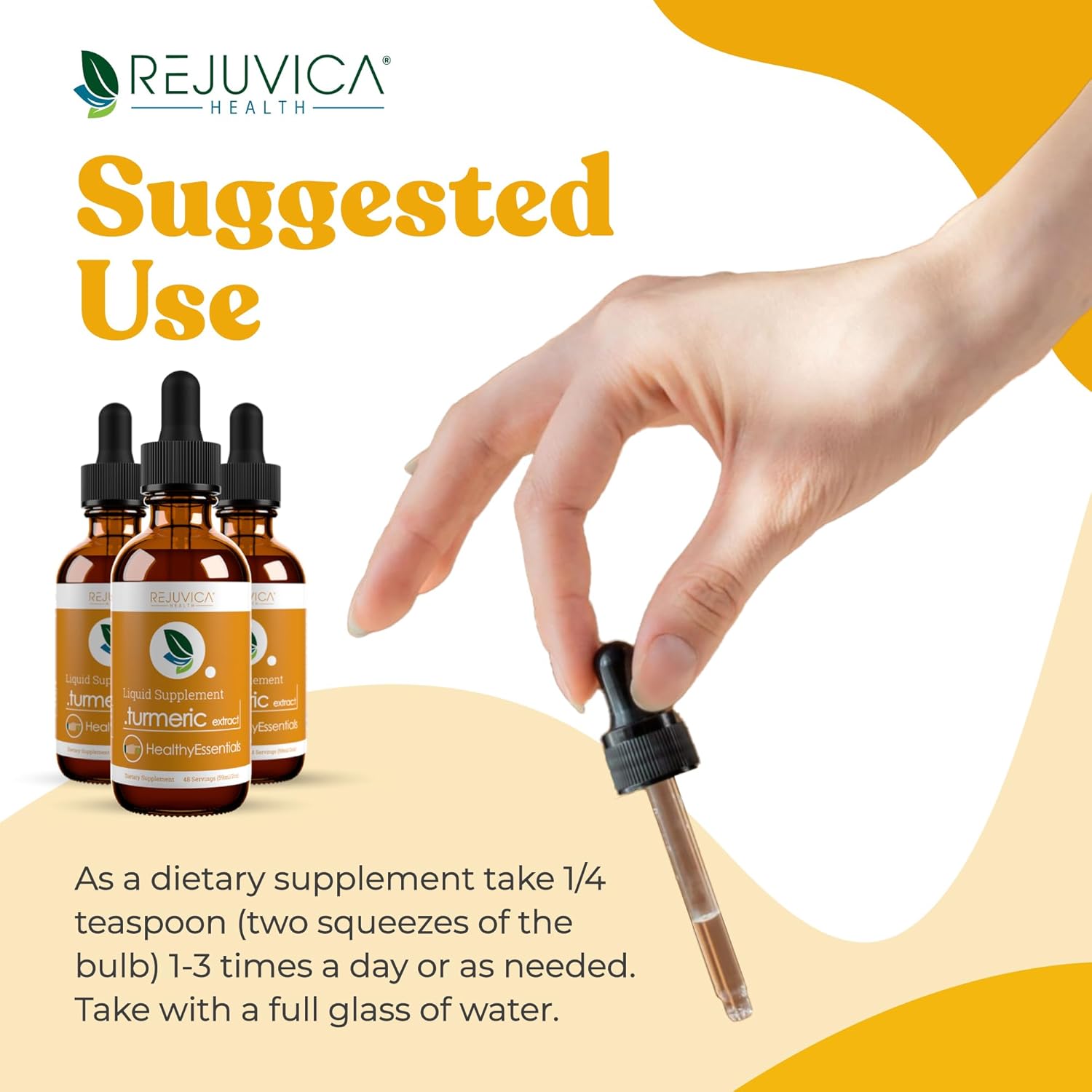 Natural Liquid Turmeric Root Extract with Curcumin for Joint Health - Rejuvica Health Healthy Essentials - Enhanced Absorption Formula