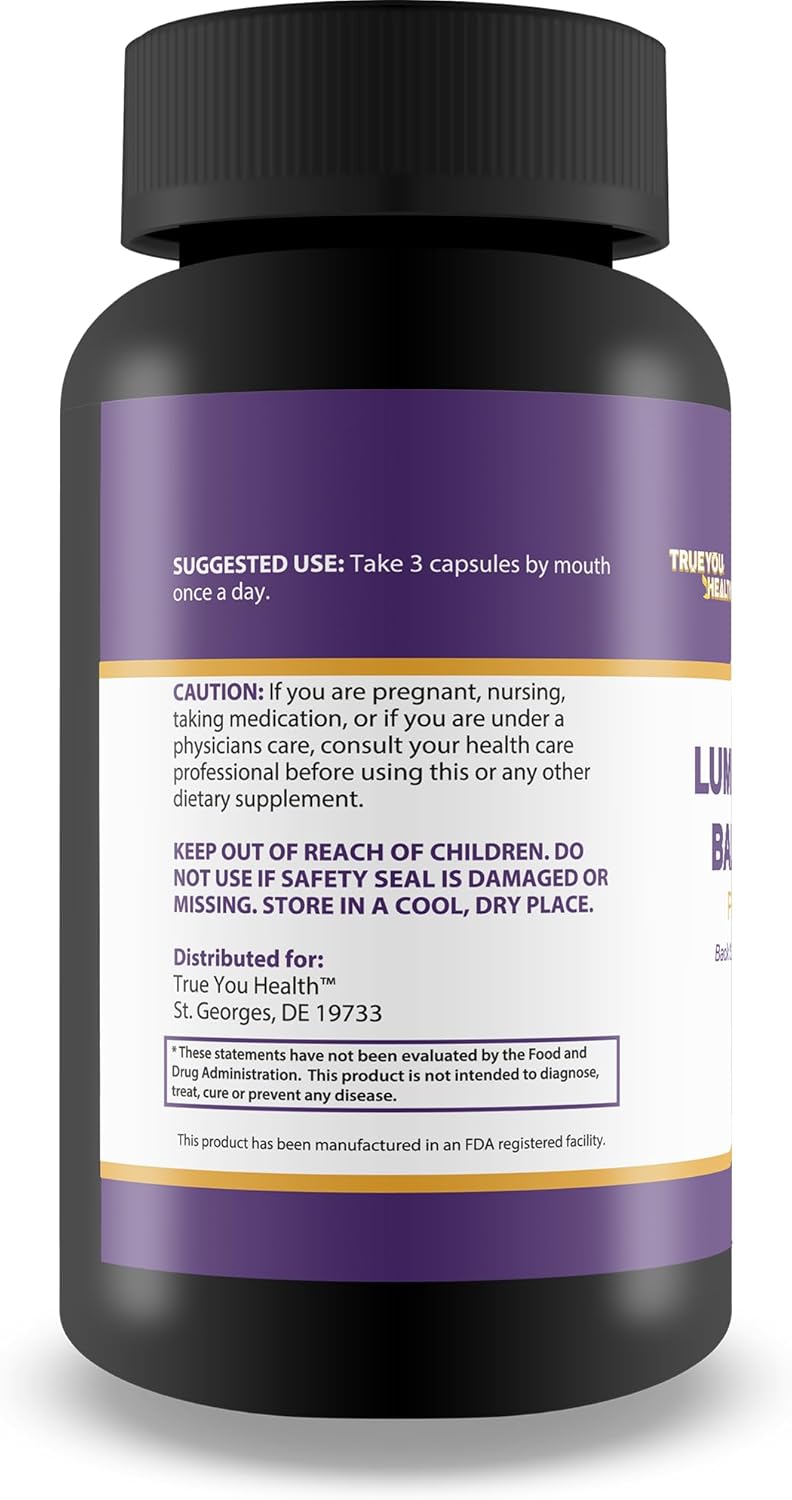 Natural Lumbar Flex Pro Plus Supplement for Lower Back Support - Best Back Pills for Stiffness and Aches - True You Health Balmorex Formula