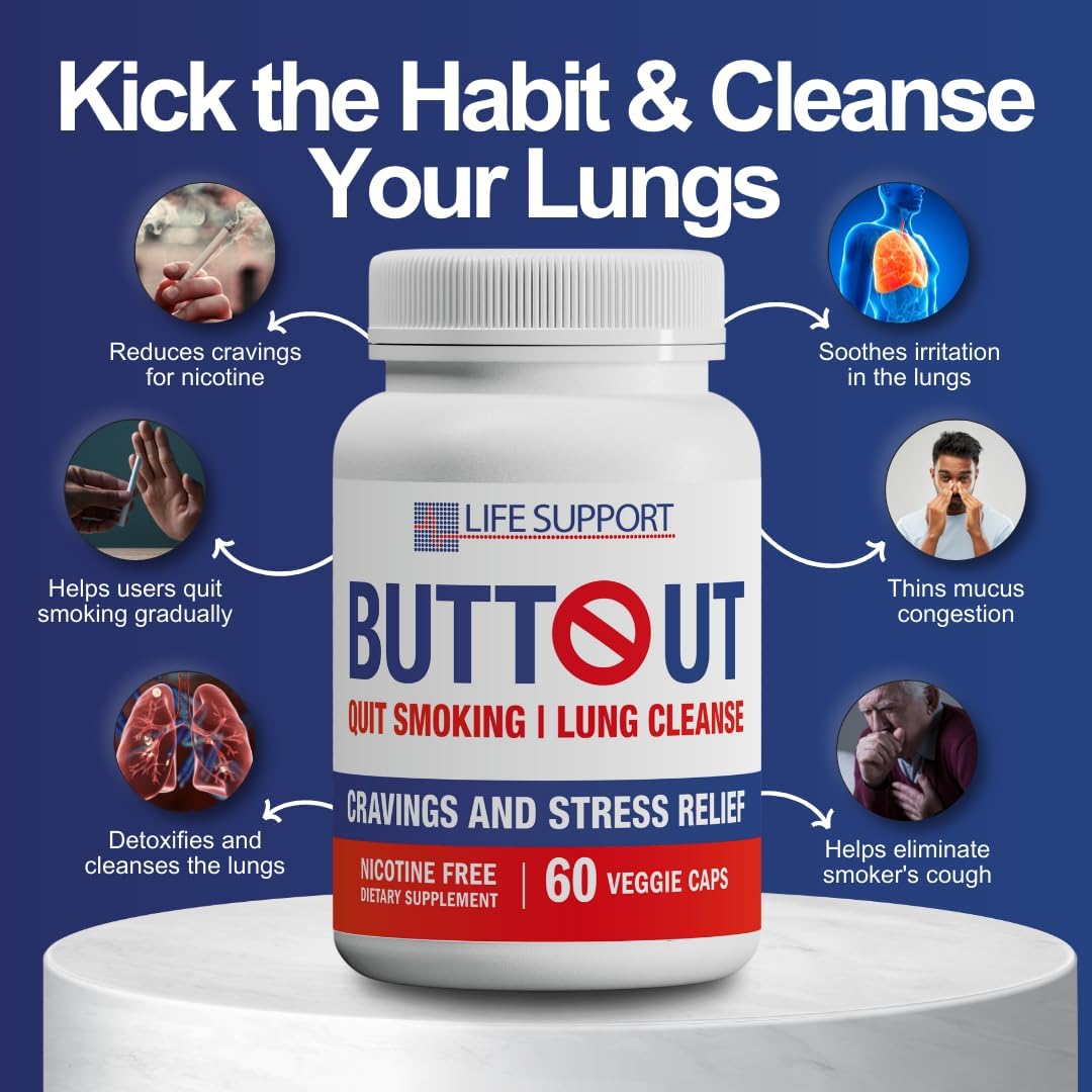 Natural Lung Cleanse and Detox Support for Quitting Smoking - 60 Count, Nicotine-Free Formula for Respiratory Health
