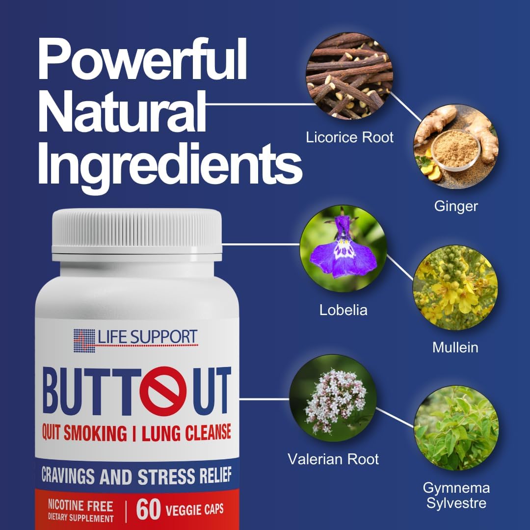 Natural Lung Cleanse and Detox Support for Quitting Smoking - 60 Count, Nicotine-Free Formula for Respiratory Health