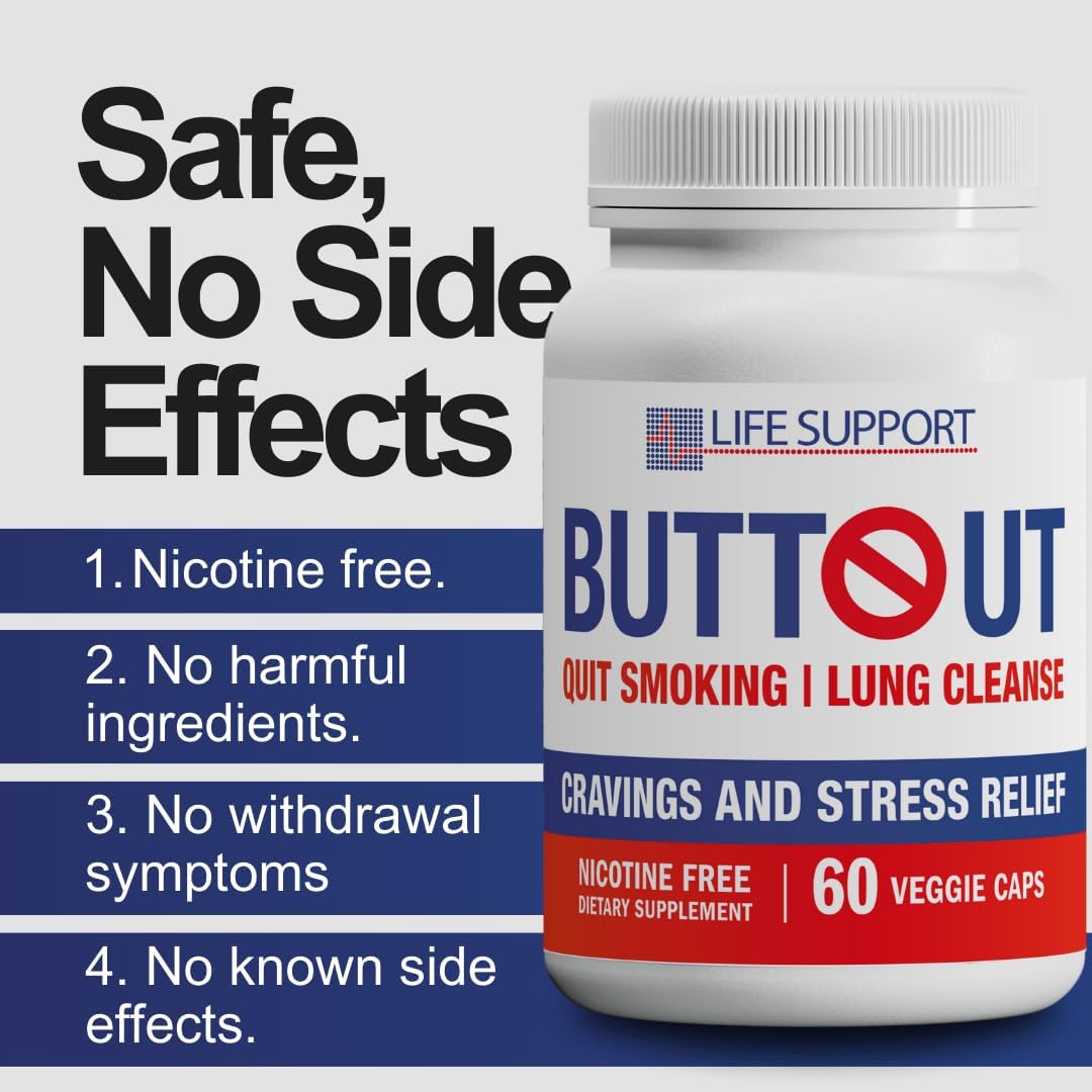 Natural Lung Cleanse and Detox Support for Quitting Smoking - 60 Count, Nicotine-Free Formula for Respiratory Health