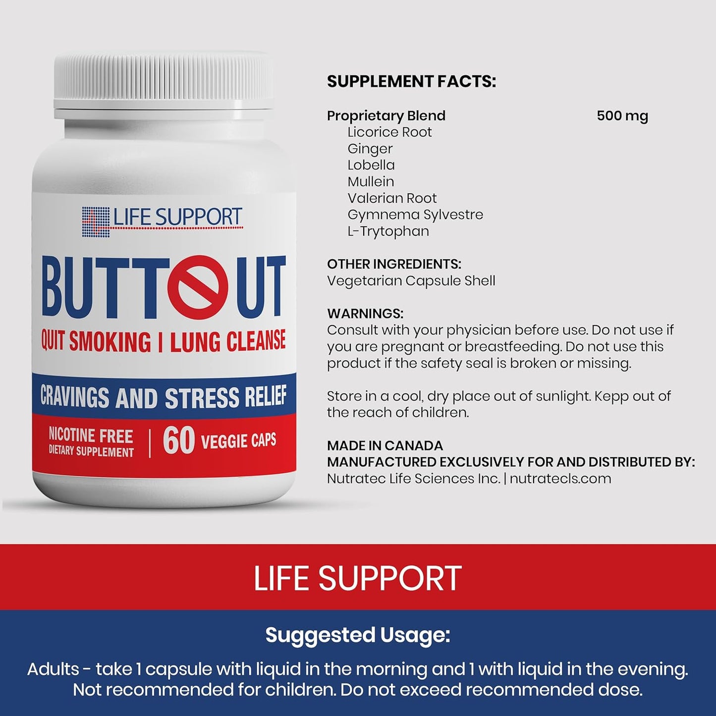 Natural Lung Cleanse and Detox Support for Quitting Smoking - 60 Count, Nicotine-Free Formula for Respiratory Health
