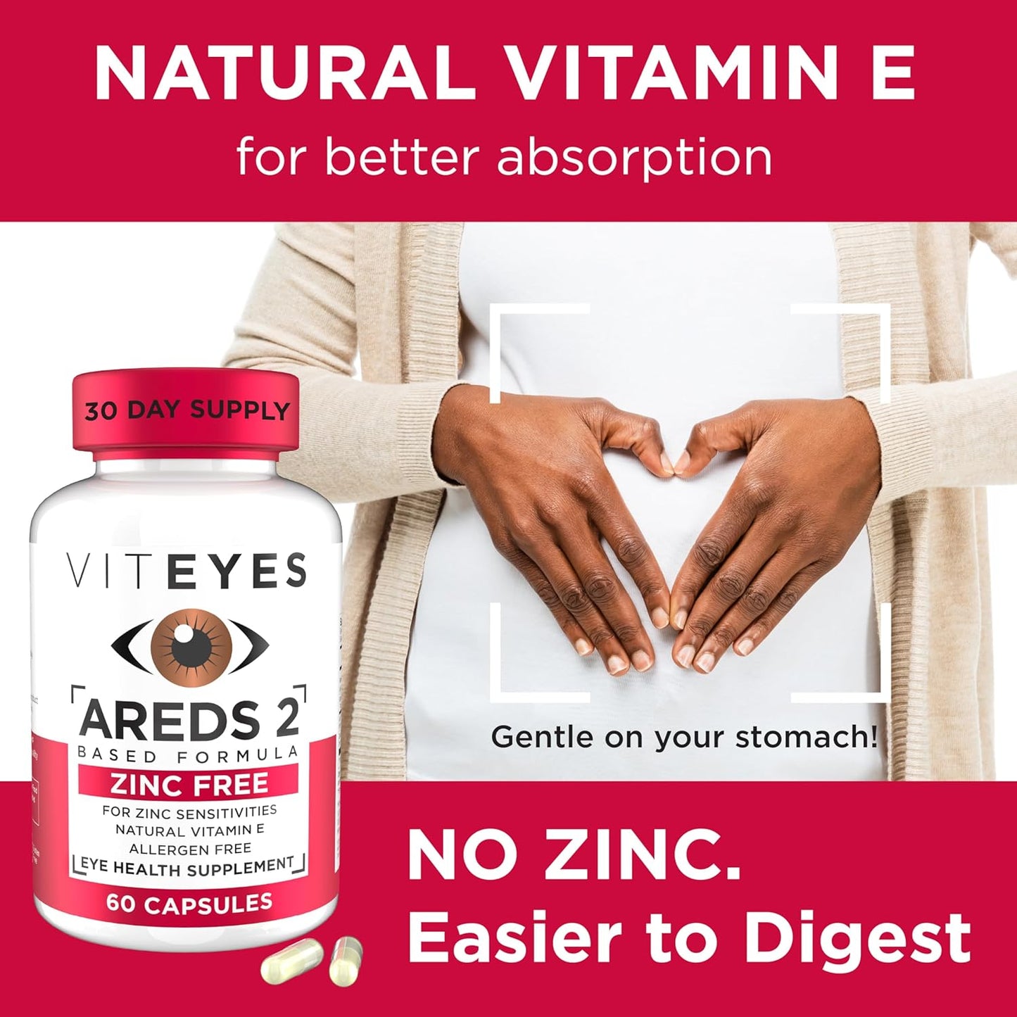 Natural Macular Support Capsules with Vitamin E, Vitamin C, Lutein & Zeaxanthin - Zinc and Copper Free, Eye Doctor Recommended - 60 Ct - BoostGo Australia