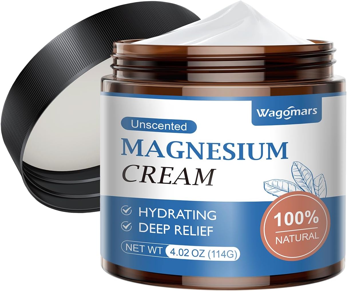 Natural Magnesium Body Butter Cream for Sleep and Muscle Relaxation - Unscented Topical Lotion for Leg Cramps and Pain Relief - Hydrating Formula Safe for Children