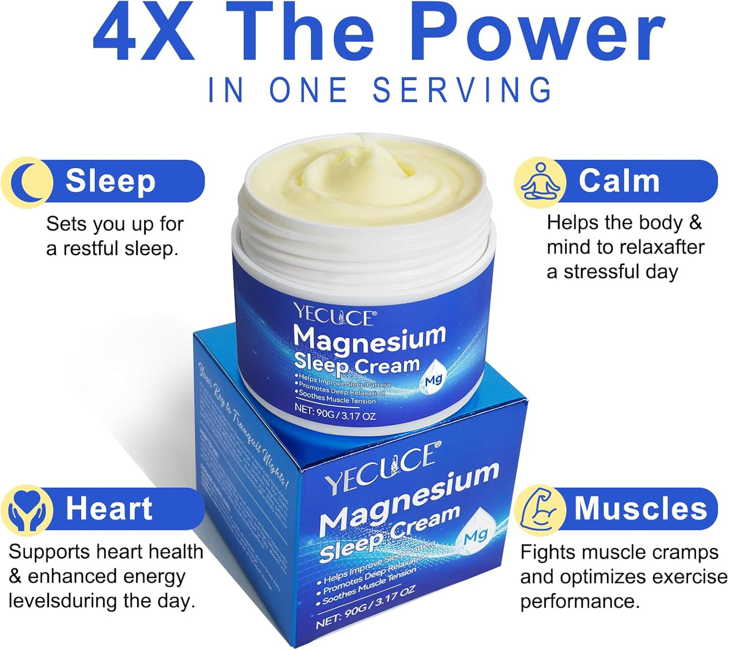 Natural Magnesium Cream for Better Sleep and Joint Care - Non-Greasy Formula with Skin-Friendly Ingredients - 3.17 OZ
