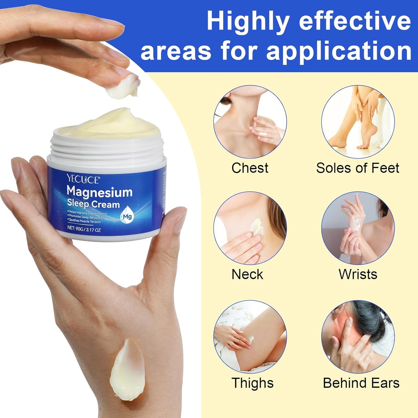 Natural Magnesium Cream for Better Sleep and Joint Care - Non-Greasy Formula with Skin-Friendly Ingredients - 3.17 OZ