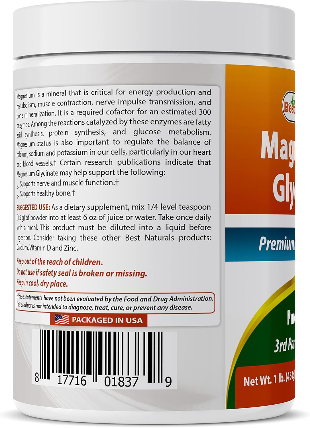 Natural Magnesium Glycinate Powder - 2 Pounds (1 LB x 2) for Optimal Health and Wellness