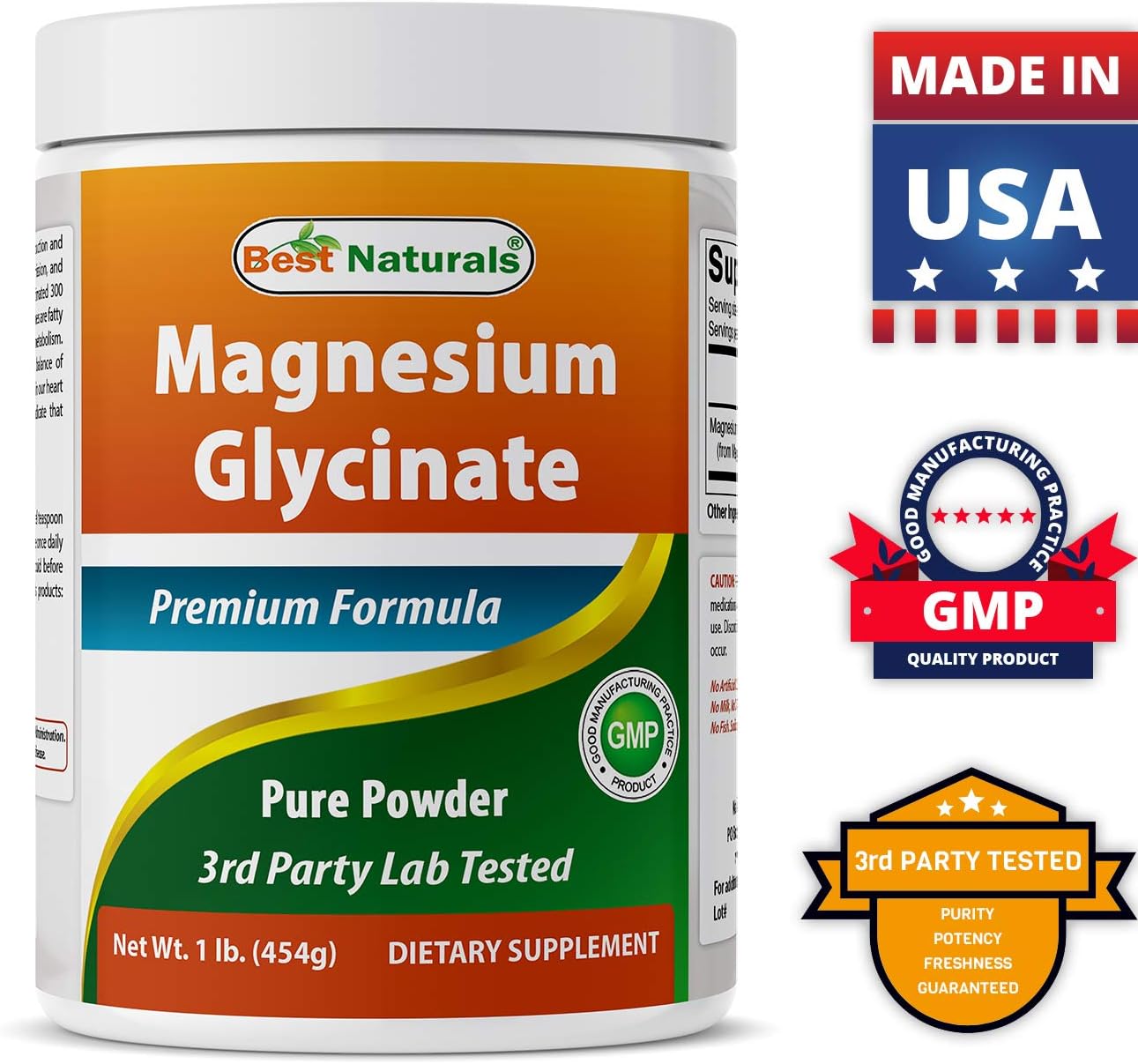 Natural Magnesium Glycinate Powder - 2 Pounds (1 LB x 2) for Optimal Health and Wellness