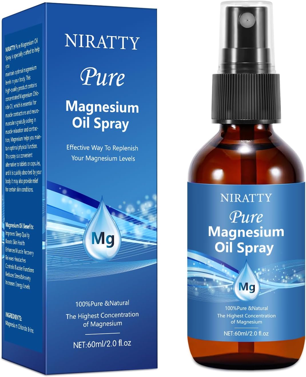 Natural Magnesium Oil Spray for Healthy Hair & Skin - Feet-Friendly Formula (1pcs)
