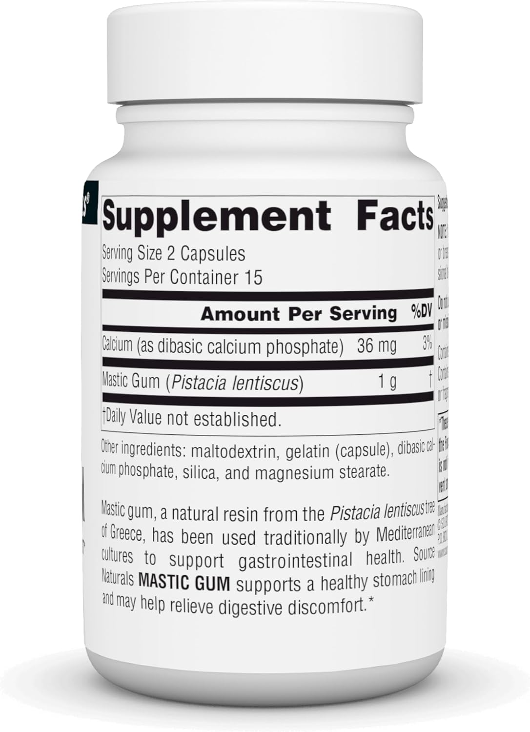Natural Mastic Gum Extract Capsules 500mg - 30 Count for Stomach Discomfort Relief by Source Naturals