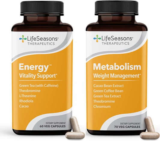 Natural Metabolism and Energy Booster Supplement with Green Tea, Coffee Bean, Chromium, Cacao, and Theobromine for Weight Control - 130 Capsules