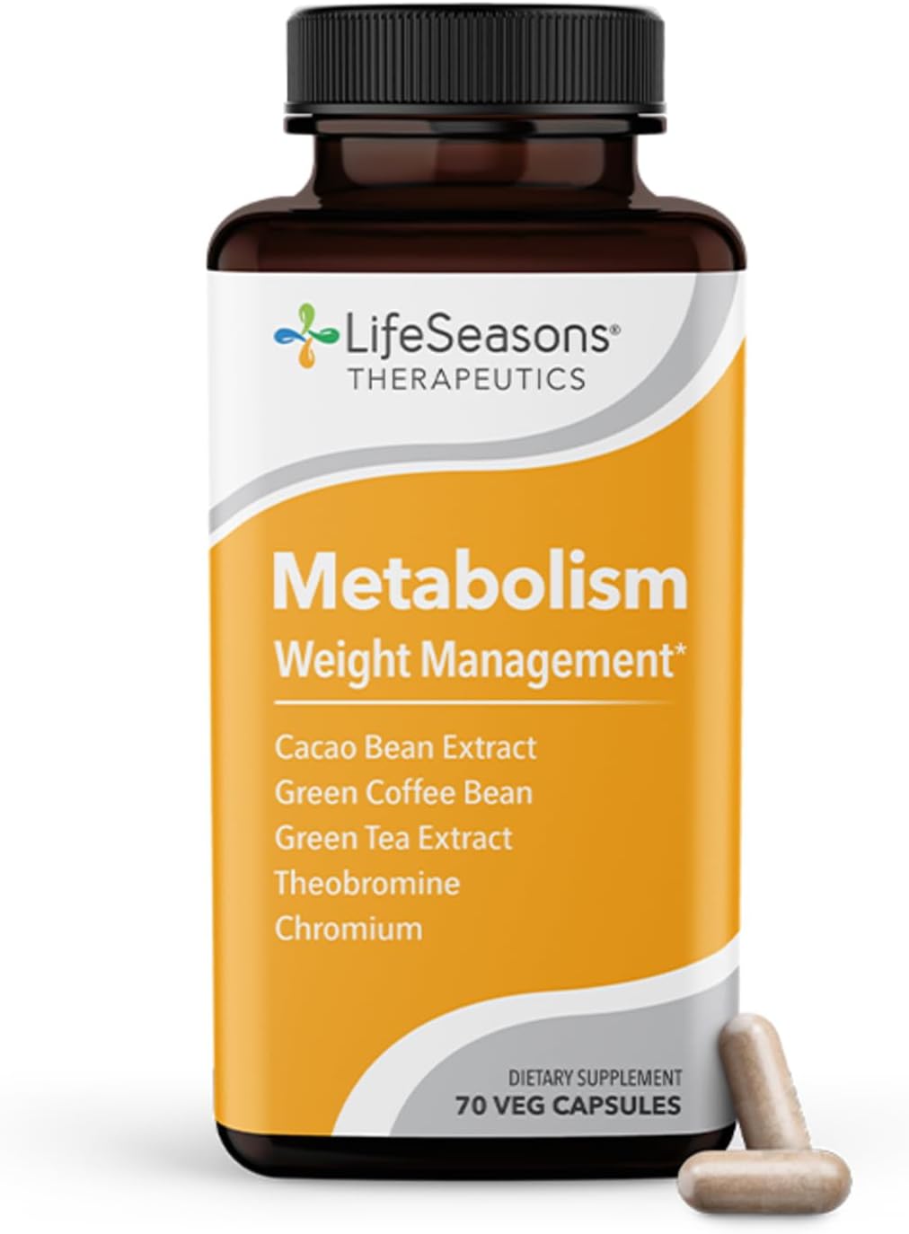 Natural Metabolism and Energy Booster Supplement with Green Tea, Coffee Bean, Chromium, Cacao, and Theobromine for Weight Control - 130 Capsules