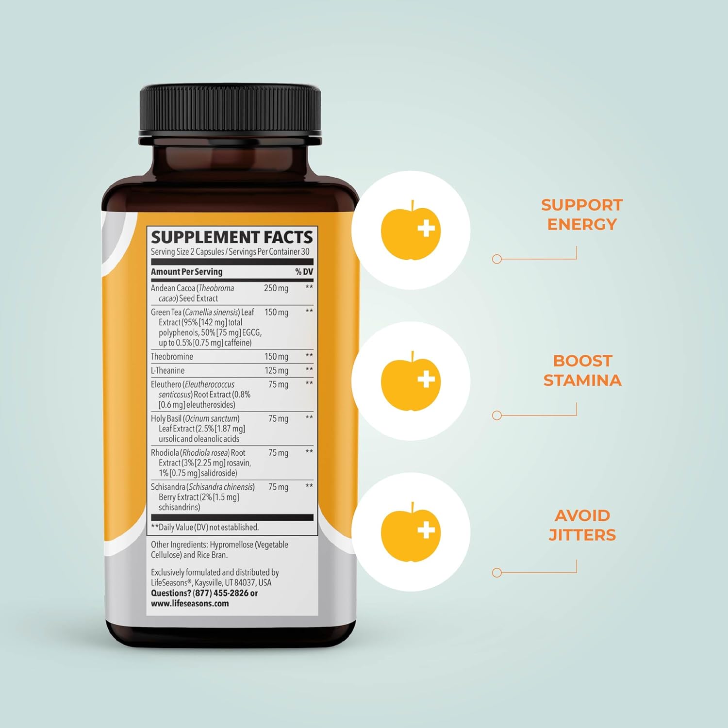 Natural Metabolism and Energy Booster Supplement with Green Tea, Coffee Bean, Chromium, Cacao, and Theobromine for Weight Control - 130 Capsules