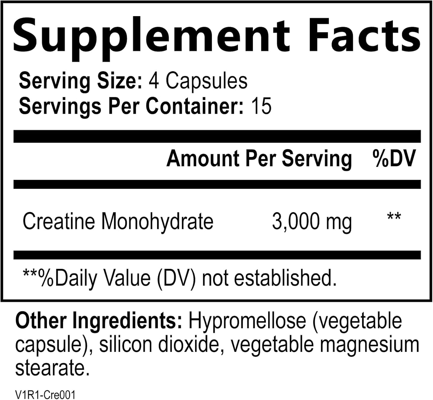 Natural Micronized Creatine Monohydrate Pills for Muscle Strength, Energy, Endurance, and Recovery - Gluten-Free & Vegan - 60 Capsules