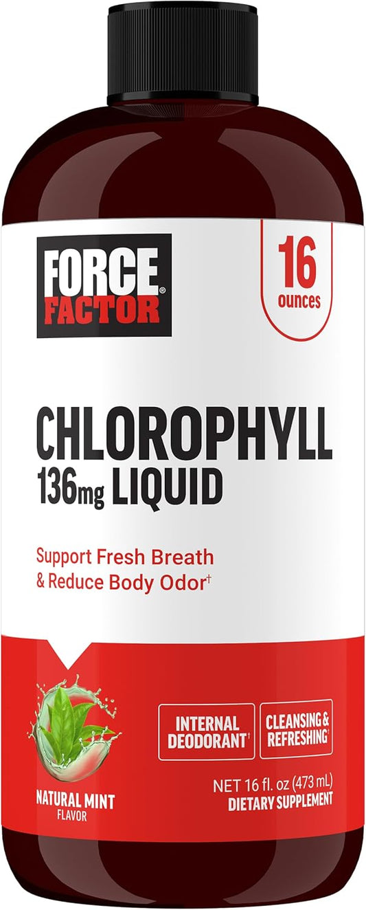 Natural Mint Chlorophyll Liquid Body Deodorizing Supplement, Freshens Breath & Body, Non-GMO, No Artificial Sweeteners, 16 oz.