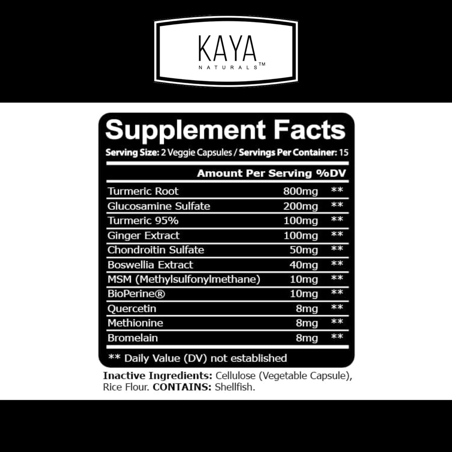 Natural Mobility Support Capsules with Turmeric, Bioperine, Glucosamine, and Boswellia - 1334mg Curcumin - 30 Count