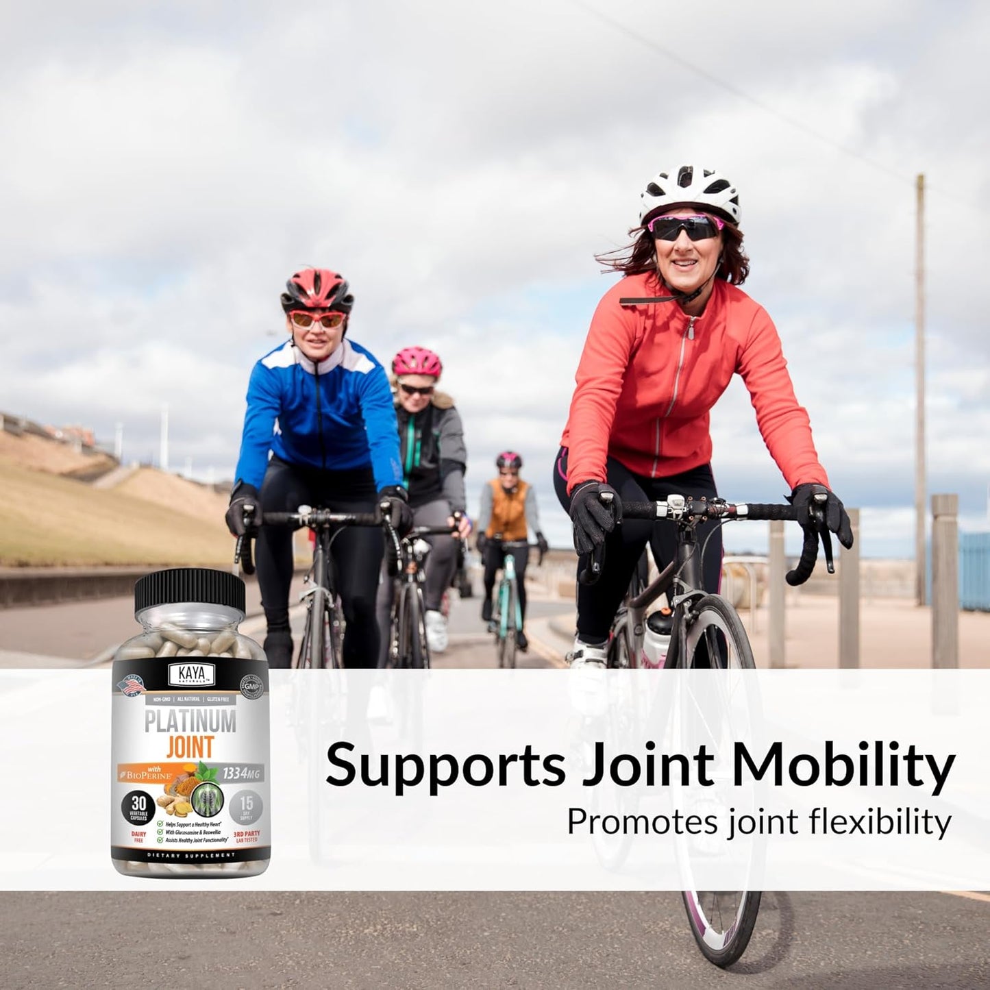 Natural Mobility Support Capsules with Turmeric, Bioperine, Glucosamine, and Boswellia - 1334mg Curcumin - 30 Count