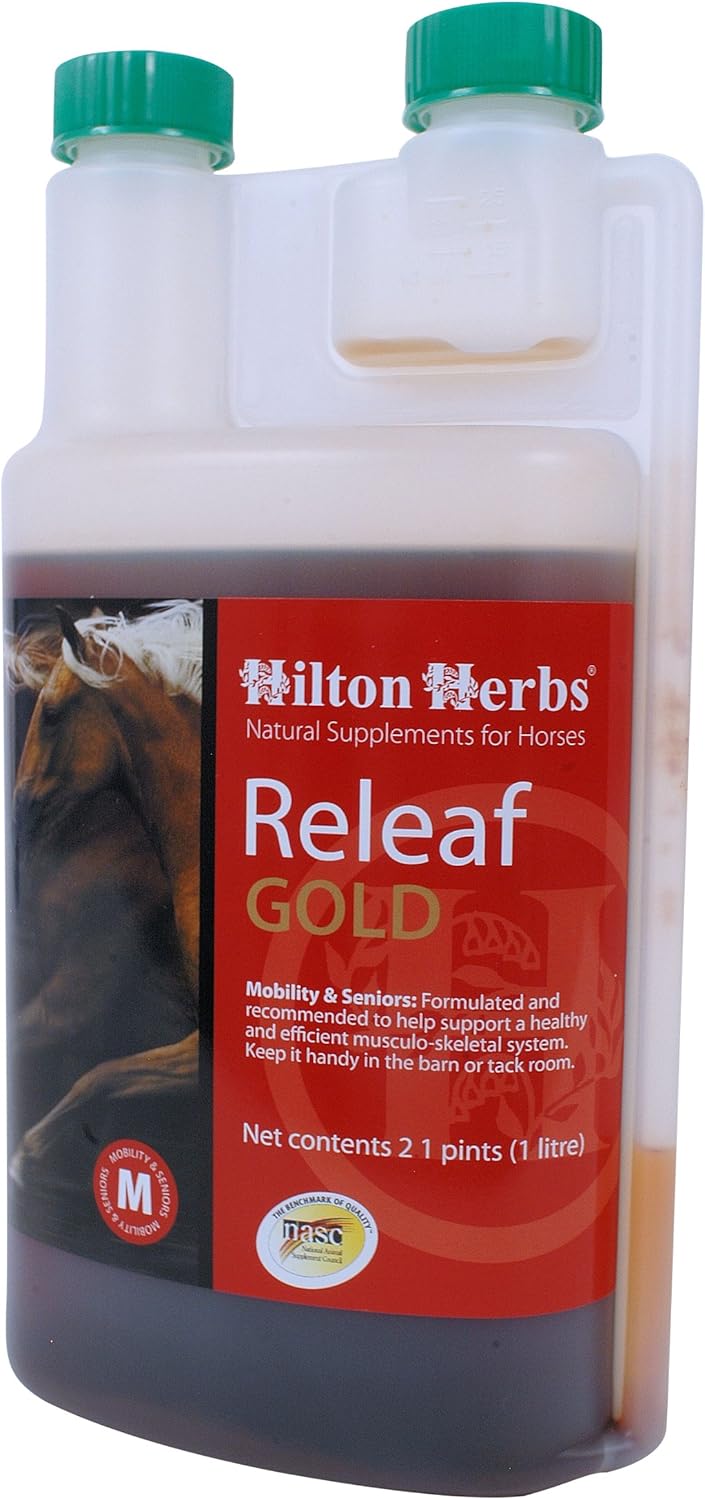 Natural Mobility Support for Horses: Hilton Herbs Releaf Gold Herbal Supplement - 2.1pt Bottle