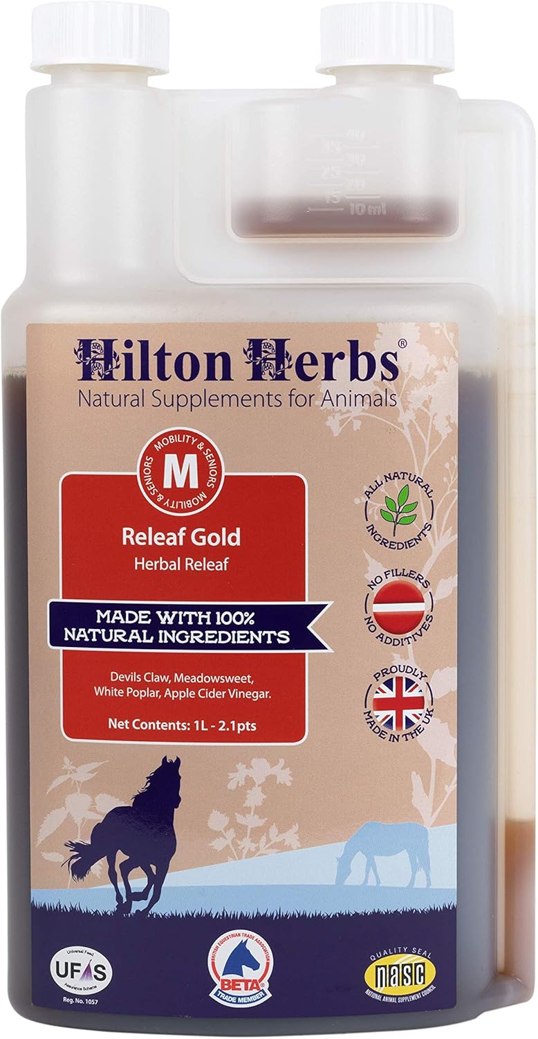 Natural Mobility Support for Horses: Hilton Herbs Releaf Gold Herbal Supplement - 2.1pt Bottle