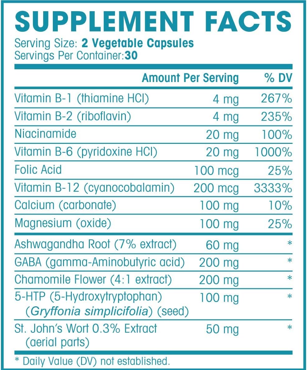 Natural Mood Enhancer Supplement for Calming Body and Mind | Natures Wellness ZENTA - Boost Serotonin with 5-HTP, Ashwagandha, Chamomile, DMAE | 60 ct