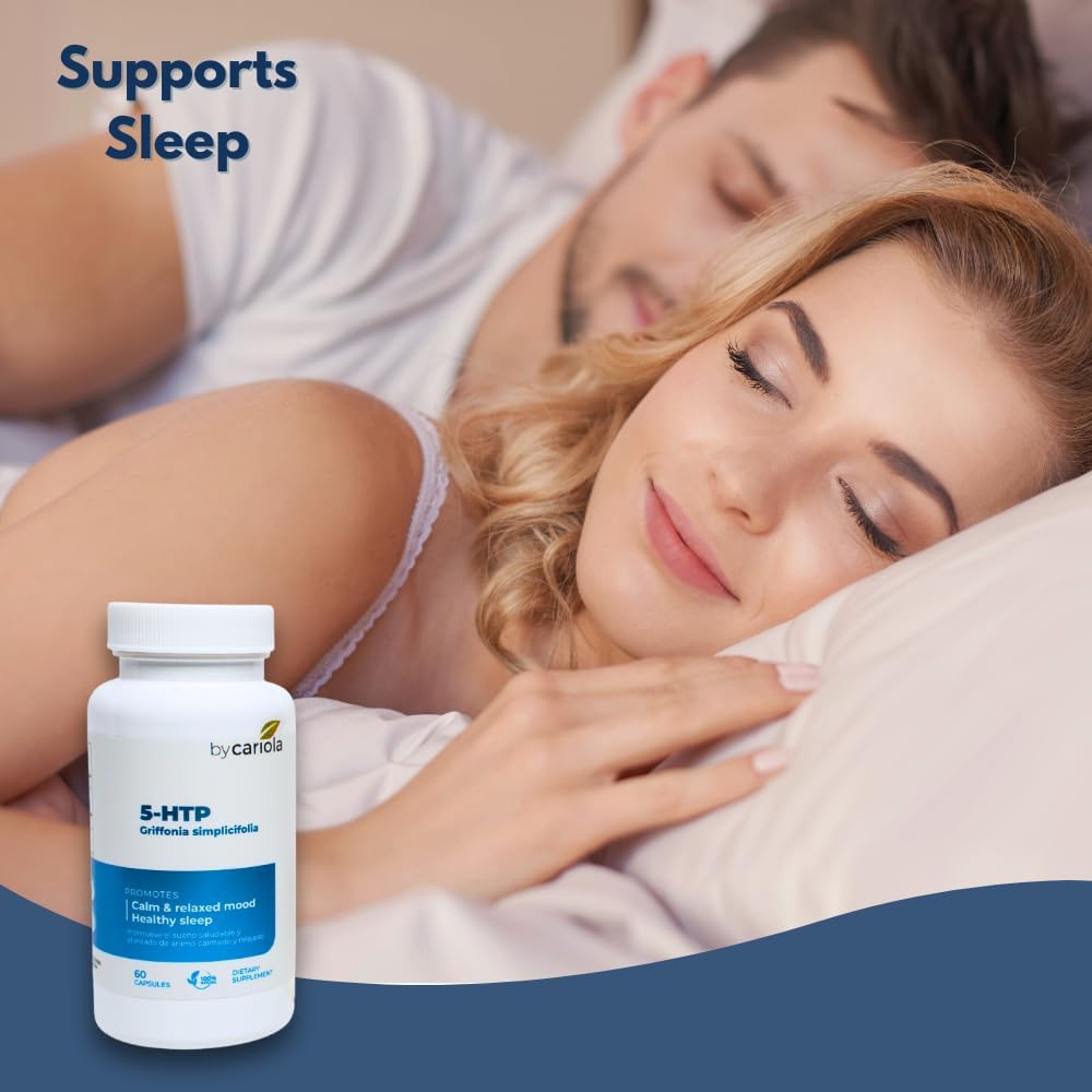 Natural Mood & Sleep Support Supplement Capsules with 5-HTP - Serotonin Booster for Calming Effect - 60 Capsules