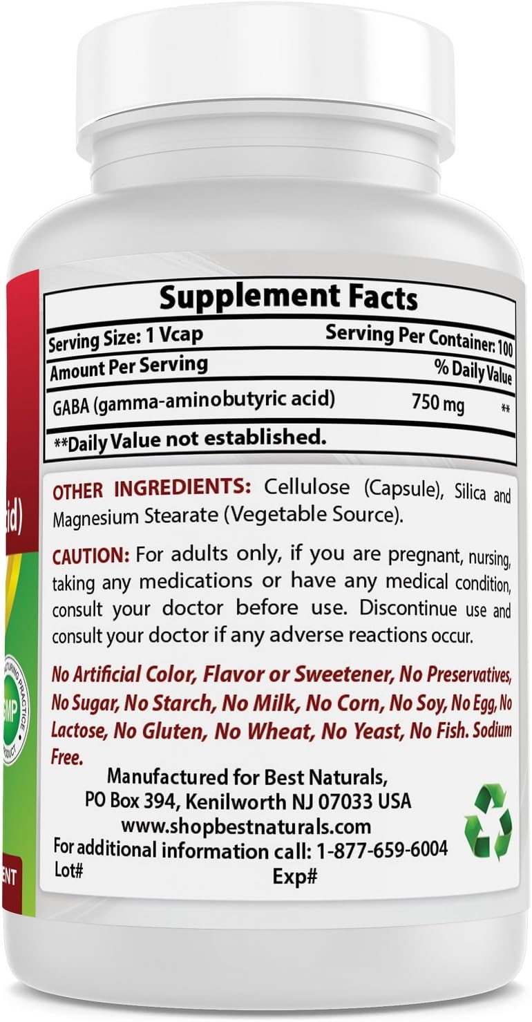 Natural Mood Support Supplement: 5-HTP 100mg & GABA 750mg for Relaxation and Serotonin Production