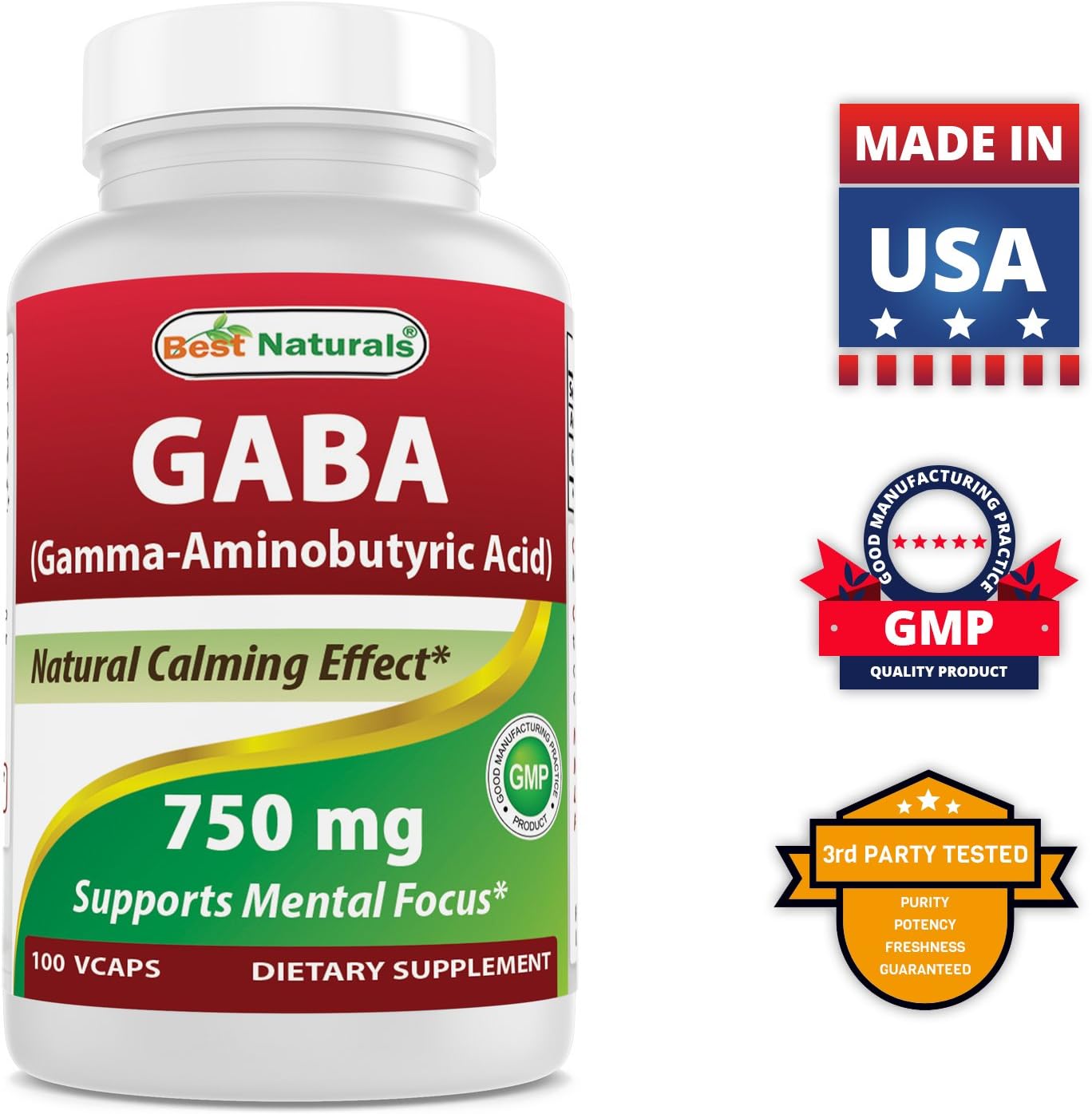 Natural Mood Support Supplement: 5-HTP 100mg & GABA 750mg for Relaxation and Serotonin Production