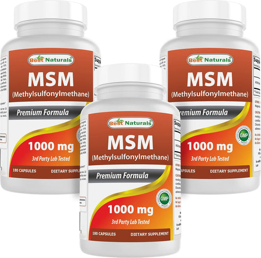 Natural MSM 1000mg Supplement - 540 Capsules (3 Pack) - Joint Support & Healthy Inflammation Response