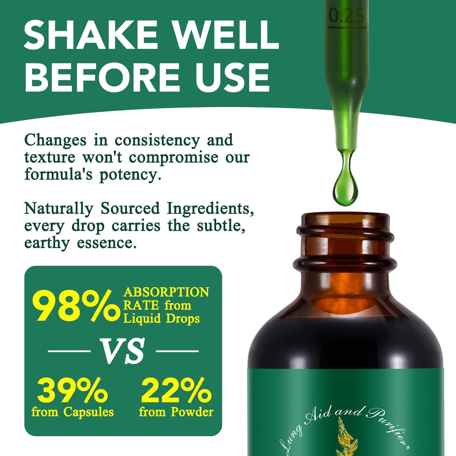 Natural Mullein Leaf Extract for Healthy Respiratory Support - Lung Aid & Cleanser - Fast Absorption - Vegetarian Formula - 60ml, 1 Month Supply