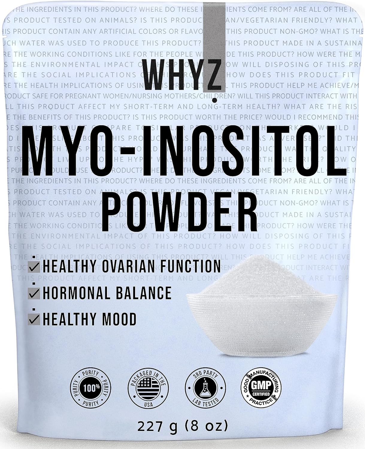 Natural Myo-Inositol Powder for Hormonal Balance & Fertility - 8oz, Pure Inositol Supplement for Energy & Brain Health, 454 Servings