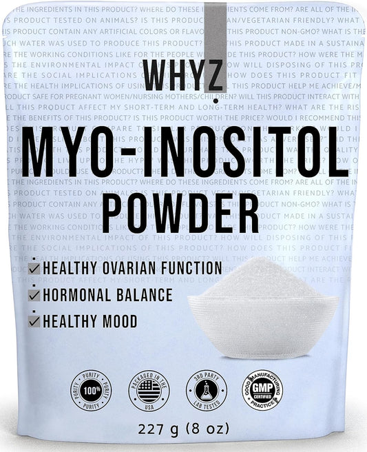Natural Myo-Inositol Powder for Hormonal Balance & Fertility - 8oz, Pure Inositol Supplement for Energy & Brain Health, 454 Servings