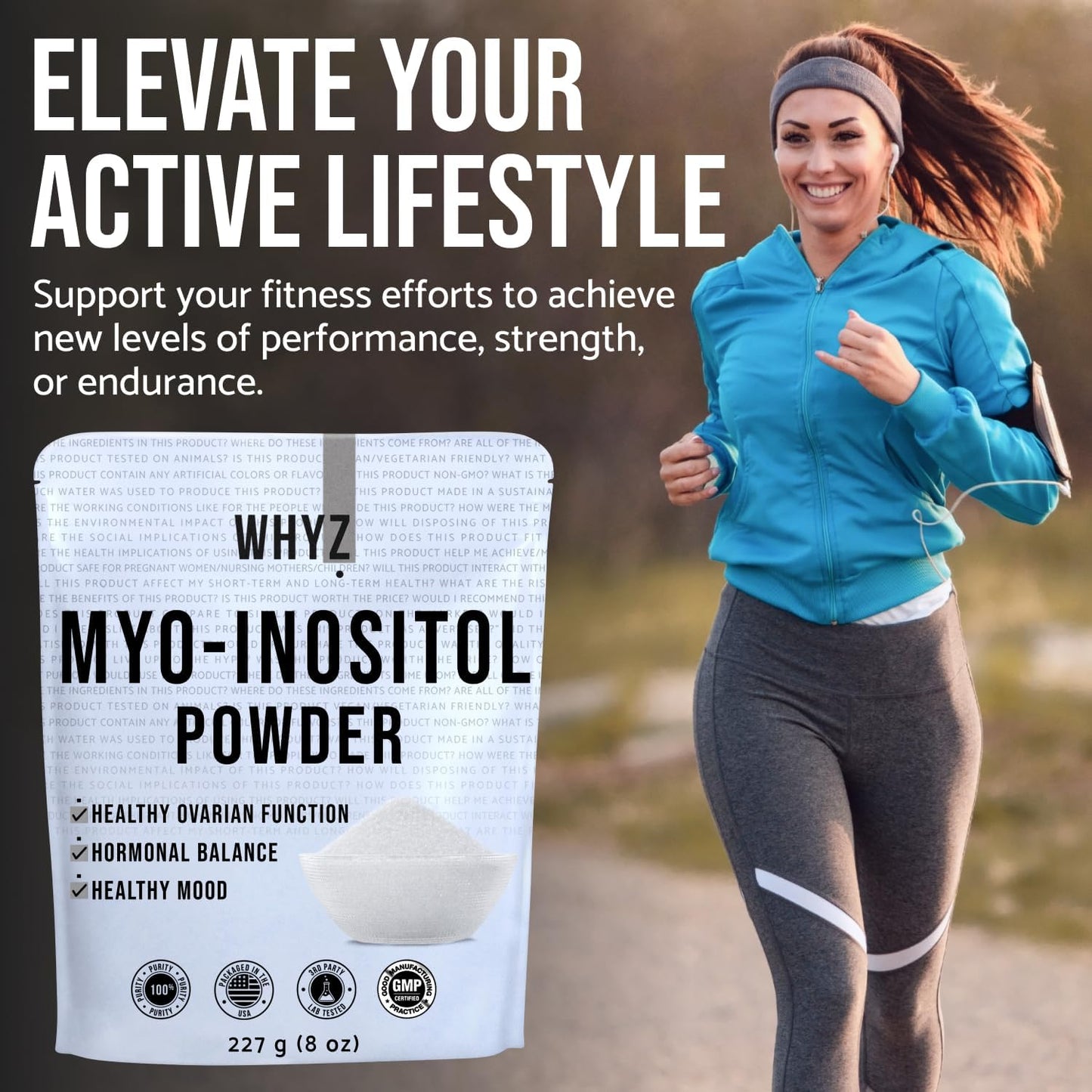 Natural Myo-Inositol Powder for Hormonal Balance & Fertility - 8oz, Pure Inositol Supplement for Energy & Brain Health, 454 Servings