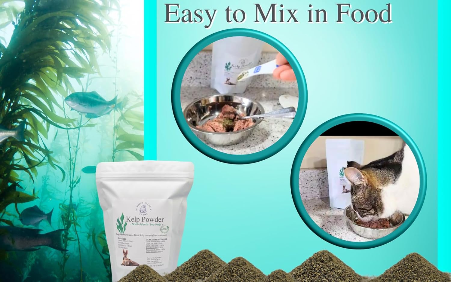 Natural North Atlantic Ocean Kelp Powder for Dogs and Cats - Vitamins, Minerals, and Antioxidants for Ultimate Health - 4 Ounce