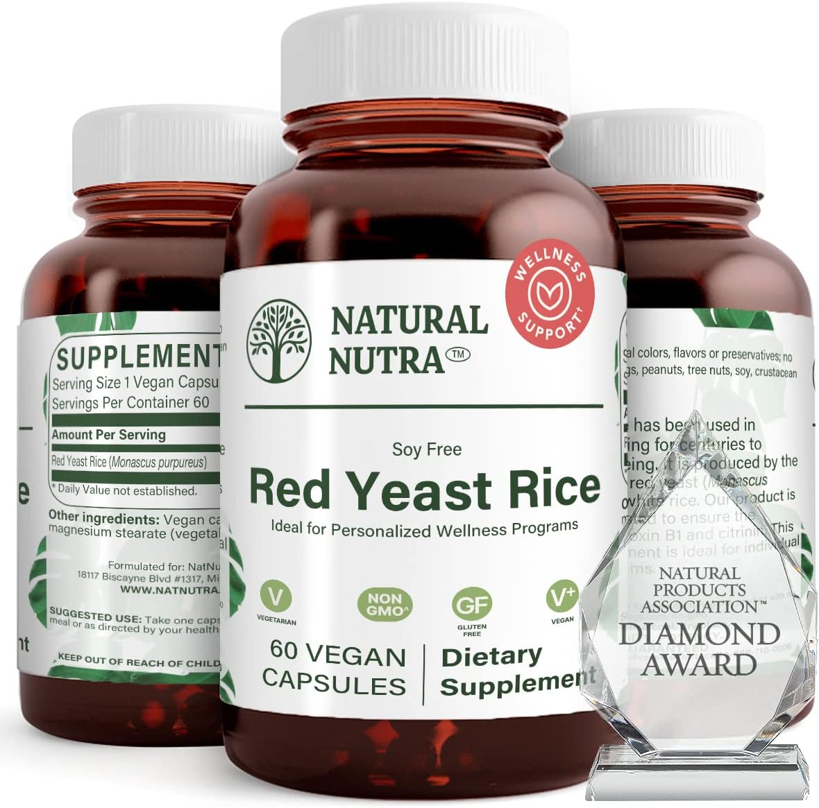 Natural Nutra Red Yeast Rice Extract Capsules 600mg - Cardiovascular & Immune Support, Digestion & Fluid Balance - Gluten Free Supplement (120 Capsules)