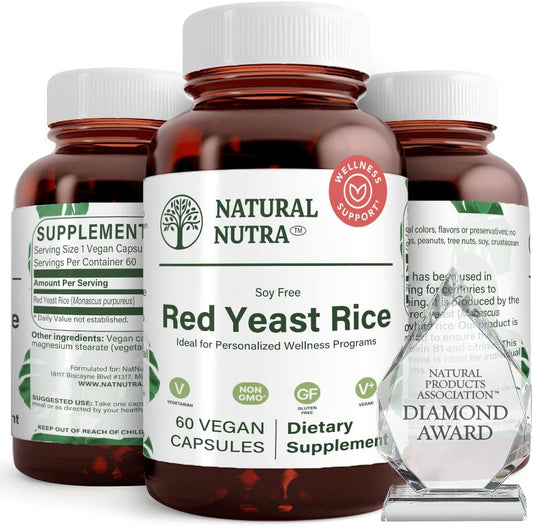 Natural Nutra Red Yeast Rice Extract Capsules 600mg - Cardiovascular & Immune Support, Digestion & Fluid Balance - Gluten Free Supplement (120 Capsules)