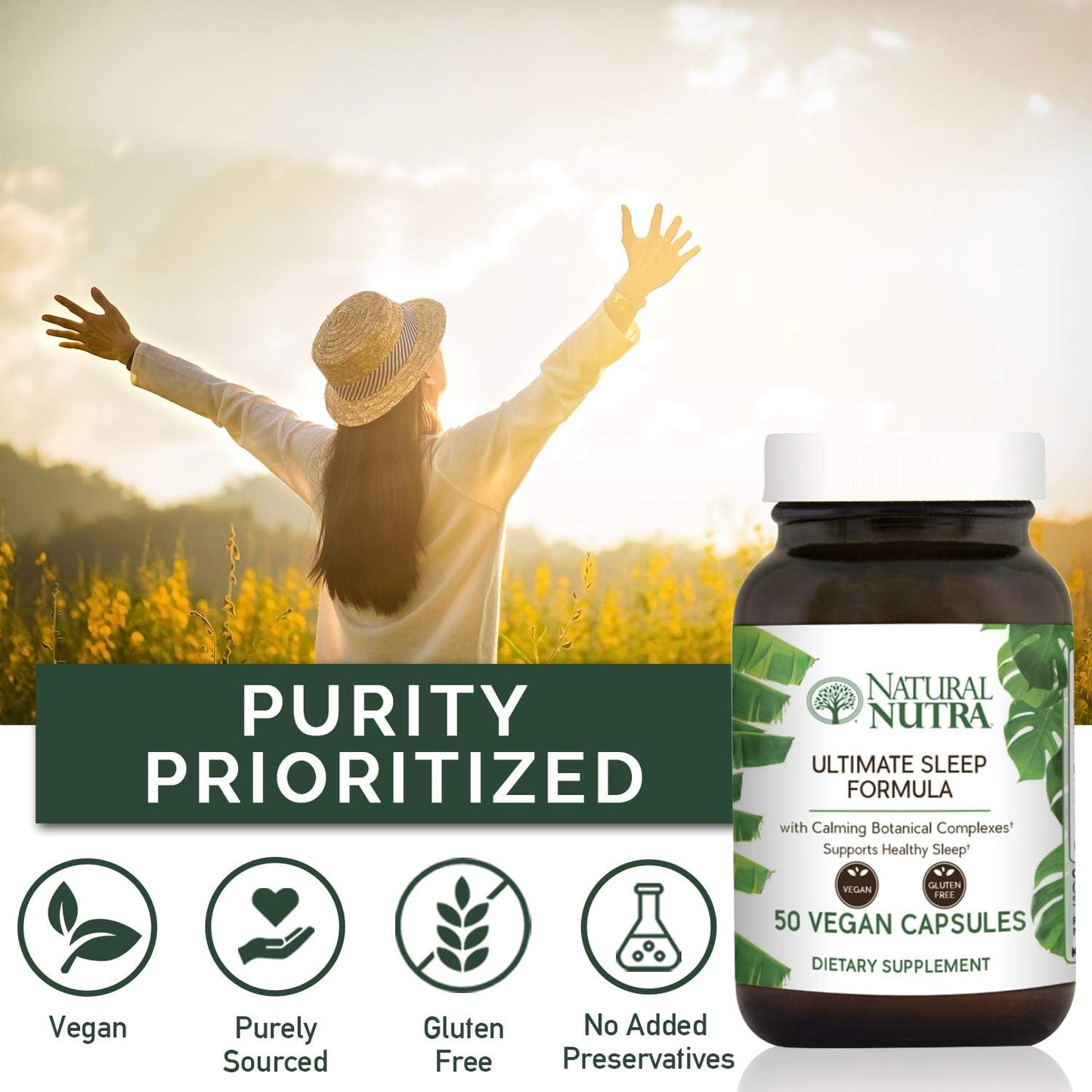 Natural Nutra Ultimate Sleep Formula Supplement - Promotes Healthy Sleep, Reduces Stress, Calms Brain and Muscles, 50 Capsules - BoostGo Australia